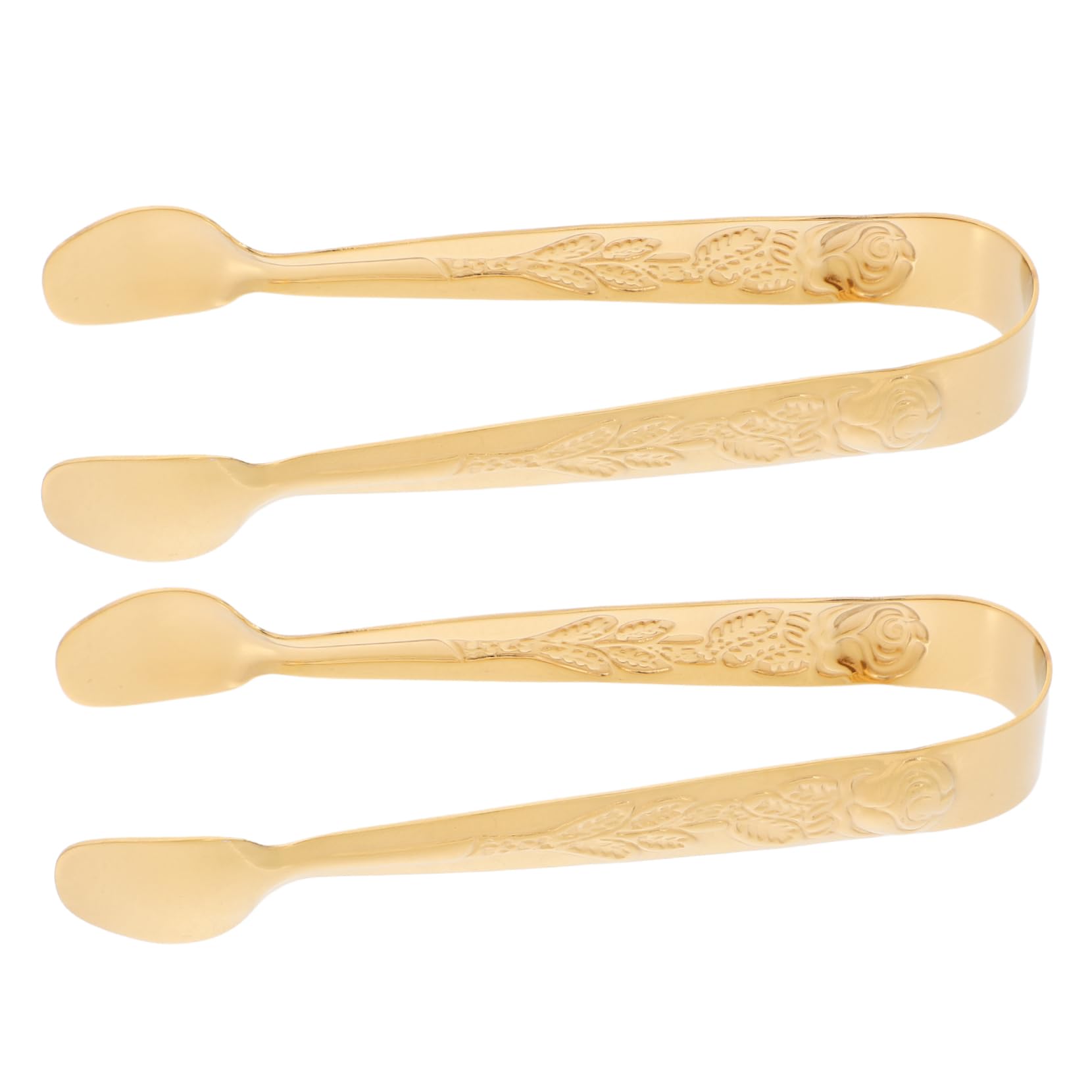 Unomor Elegant Pattern Stainless Steel Sugar Tongs 2pcs Mini Tongs for Sugar Cubes Mini Small