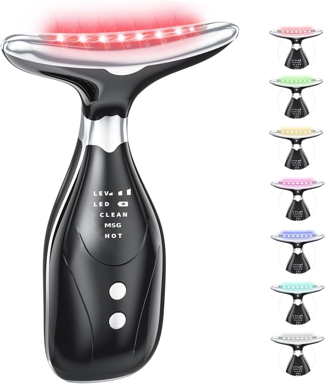 7-in-1 Facial Sculptor Massager, Red Light Therapy for face, 7 Color Modes with Heating & Vibration, Portable Face Massager Tool for Wrinkles & Skin Tone, Arc Design for Better Cream Absorption