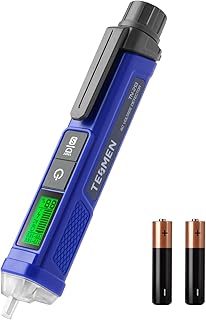 Voltage Tester, TESMEN TN-213 Non-Contact Voltage Tester, Electrical Tester, AC 12V-/70V-1000V, Dual-Range, LCD Display in Percentage, Buzzer Alarm, Live Wire Tester, Wire Breakpoint Finder - Blue