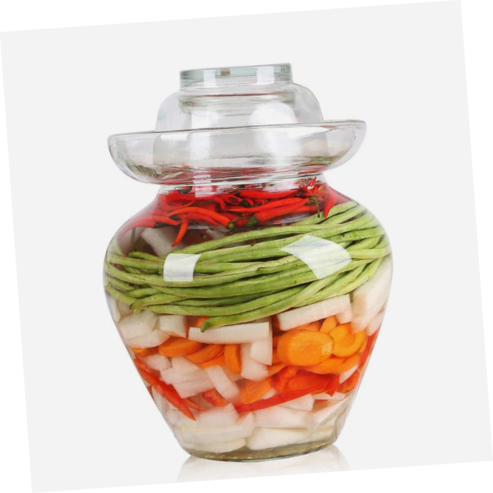 Tarro de Cristal Transparente para Encurtidos 2,5 Kg Tapa Hermética, Recipiente de Vidrio para Verduras Fermentadas y Almacenamiento en Cocina