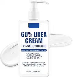 Urea 60% com 2% de ácido salicílico creme para os pés - loção para pés secos e rachados, cotovelos, calcanhares, mãos, hidrata e nutre os cuidados com os pés para amaciar e hidratar, suavizar a pele