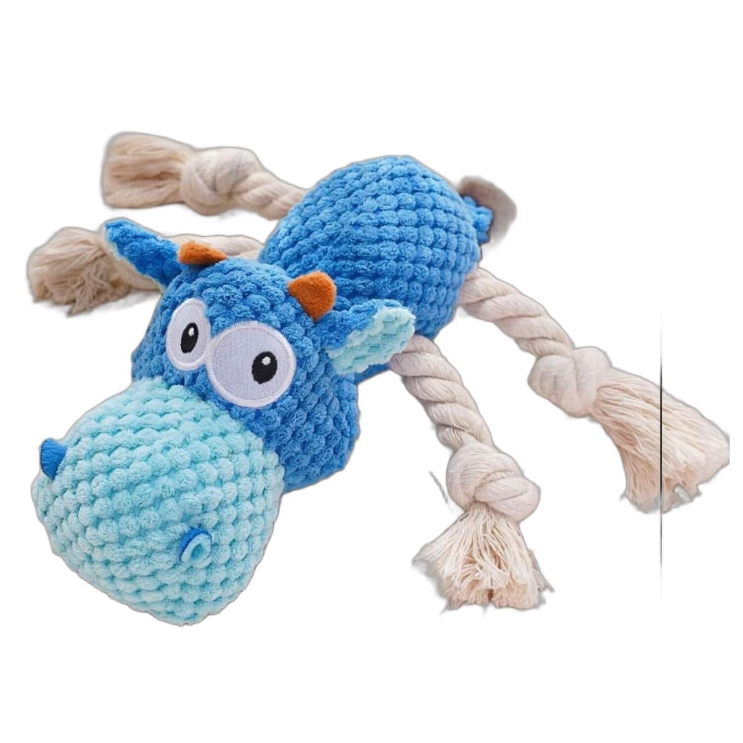 Squeaky Dog Toys, Plush Dog Toys, Dog Teddy Toys, Dog Teething Toys, Puppy Chew Toys for Small Medium Dogs | Blue hippopotamus