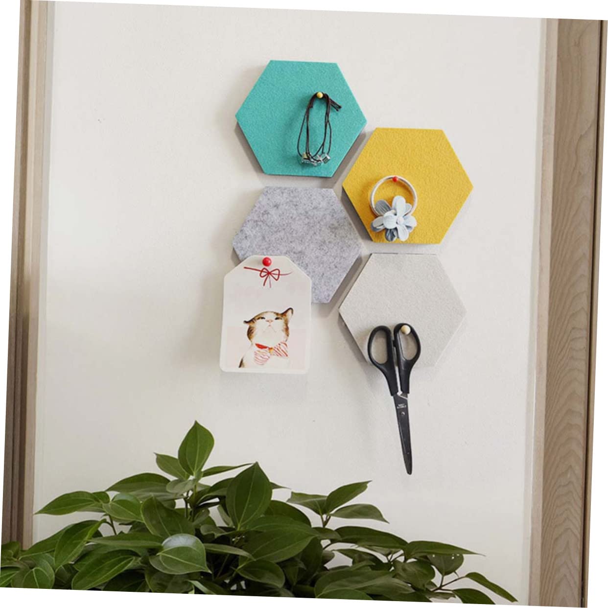 Parliky Hexagon Tack Board Felt Board for Wall Wool Felt Sticker Set Adhesive Wall Stickers Classroom Decor