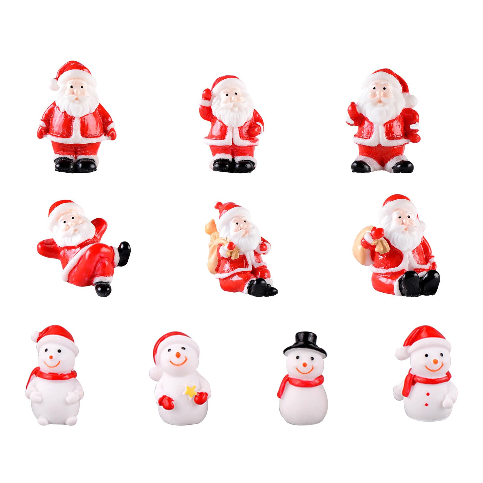 Lot de 10 mini figurines de Noël miniatures