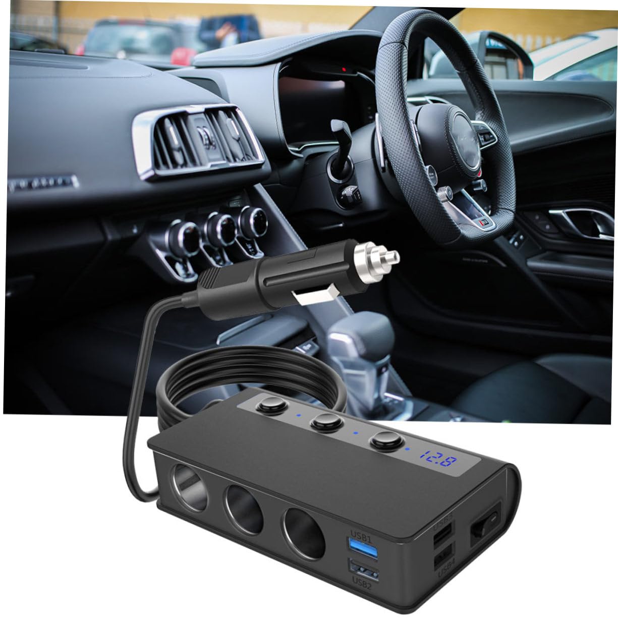 GALPADA Cargador de Coche con USB y Salidas de Adaptador para Accesorios de Vehículo Compatible con GPS Dvr