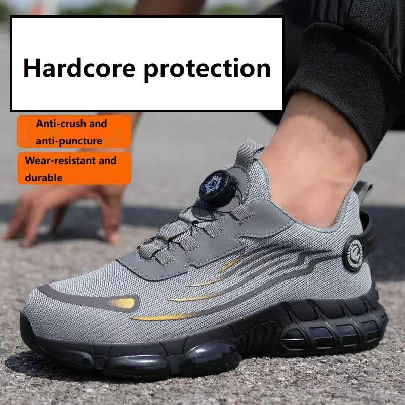 Men's Breathable Steel Toe Shoes with Puncture-Proof and Anti-Smash Features, Non-Slip Lightweight Safety Footwear with Rotating Closure for Use in Industrial and Outdoor Work3