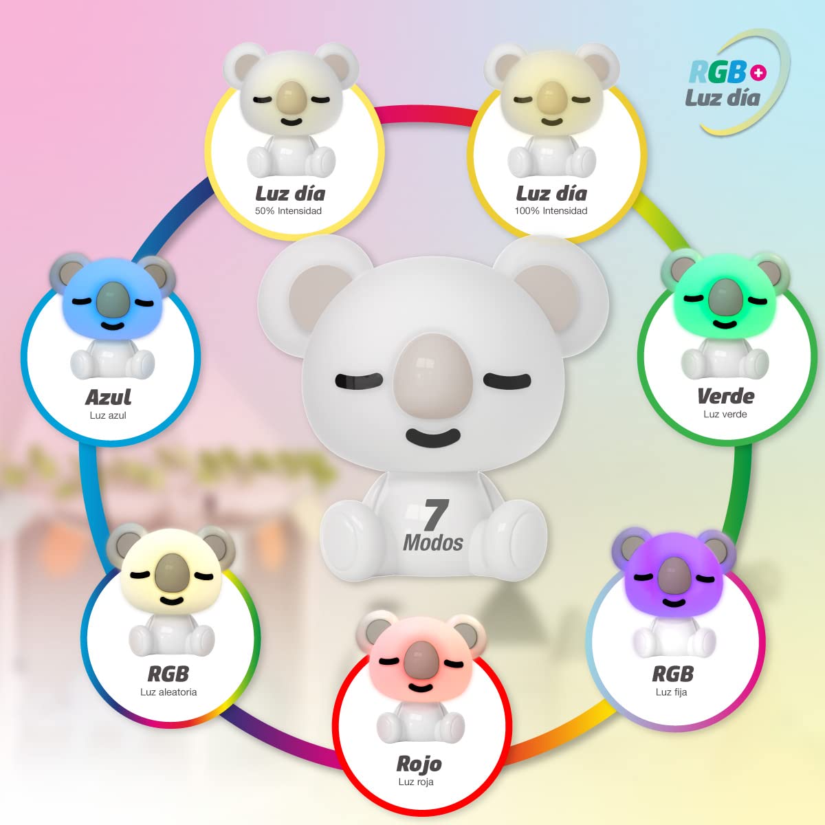 gsc evolution Luce notturna per bambini Koala LED 2,5W RGB + batteria ricaricabile per luce diurna Bianca