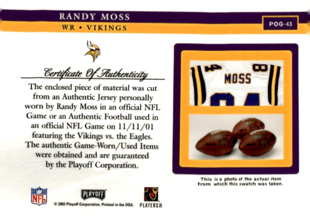 Amazon.com: 2002 Playoff Piece of the Game Materials #43J Randy