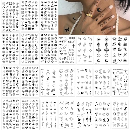 KYLELOVE 698 PCS Small Tiny Temporary Tattoos For Women Finger Hands Kids,24 Sheets Bulk Mini Cute...