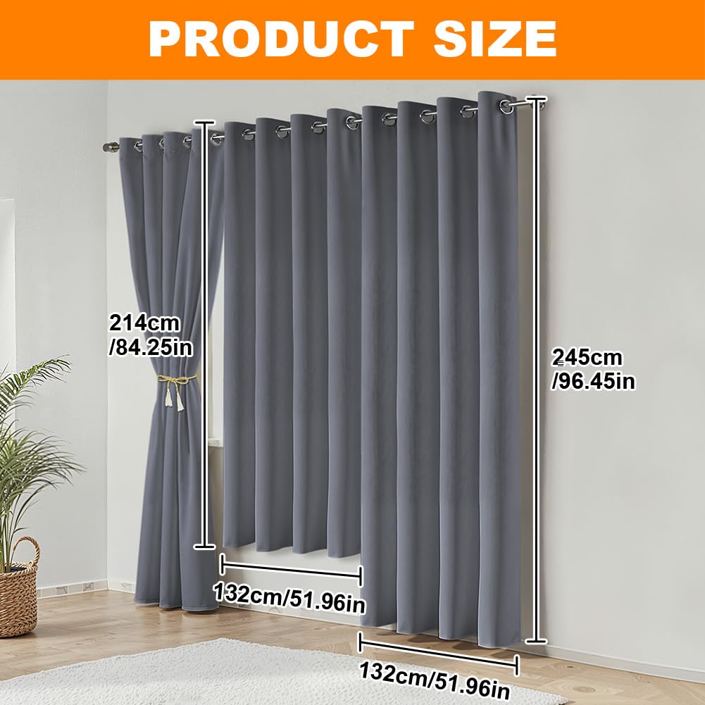 AOOSA Thermal Insulated Curtain, 52"x 84" Winter Eyelet Doorway Cover with Tieback, Windproof Soundproof - Image 2
