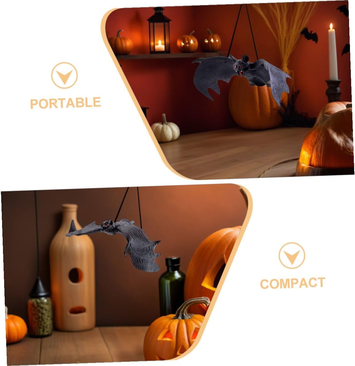 8pcs Realistic Bat Hanging Decorations, Thick and Regular Size Bat Pendants, Sturdy Indoor Outdoor Halloween Party Decor for Tree, Door, Wall