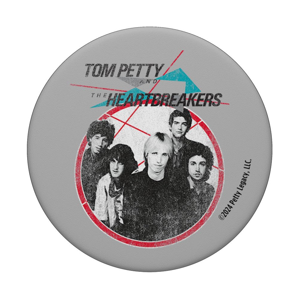 Tom Petty Long After Dark Band Photo Circle Distressed PopSockets Adhesive PopGrip, Black - Image 3