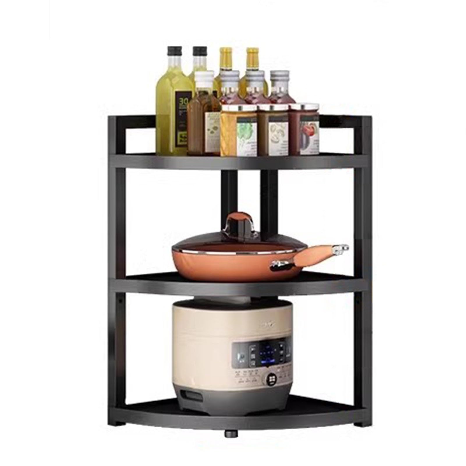 Étagère d'angle en métal meuble rangement buanderie et salle de bain noir