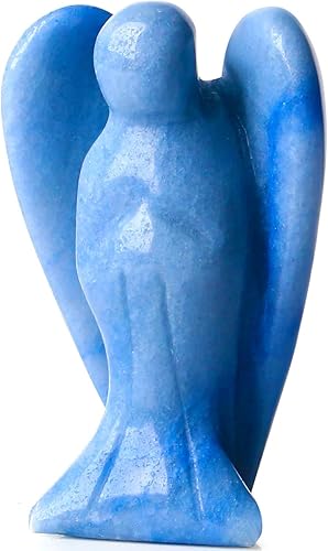 Miniatura 1 de QINJIEJIE Cristales de aventurina azul, decoración de ángel, estatua de la paz, piedra de la guarda, ángel de la guarda, curación a mano, piedras