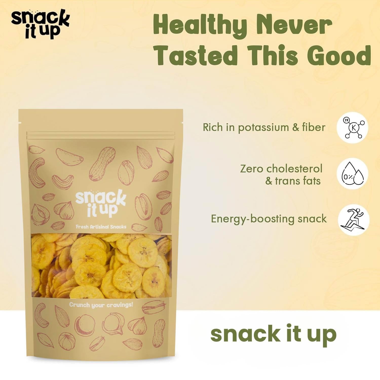 Snack It Up Premium Kerala Banana Chips in Coconut Oil | Crispy Yellow Banana Wafers | Traditional Indian Snack Kele Ke Chips | Vegan, Gluten Free, Plant Based for Kids/Adults | 100 g x 6 2