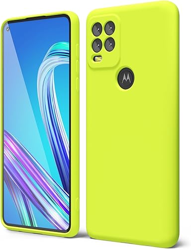 Oakxco Funda protectora para Motorola Moto G Stylus 5G 2021 de silicona líquida, color sólido brillante fluorescente, bonita funda protectora