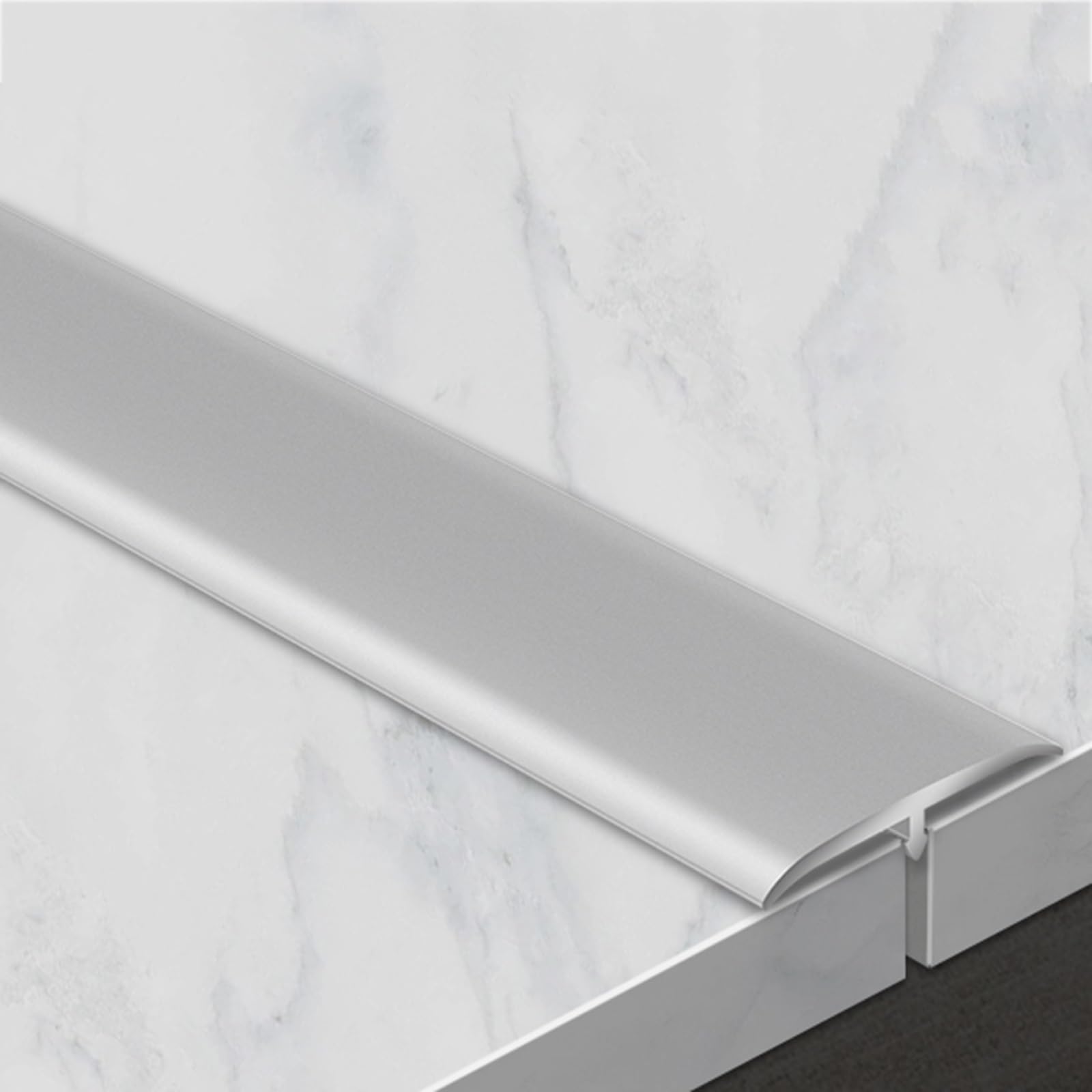 VQWQV 90cm Versatile Metal Trim Door Thresholds Aluminum T Molding Floor Transition Strips Flat Divider Tiles Gap Covering Strip For Joining Laminate Planks(Silver,W:3.3cm/0.1ft)