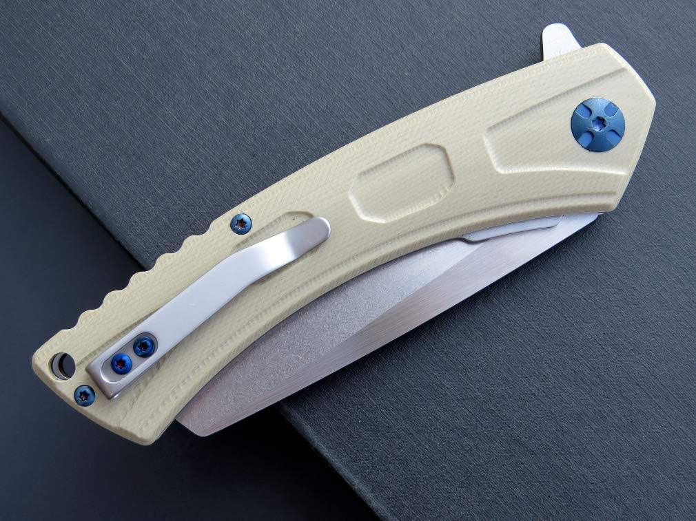 Eafengrow EF931 Pocket Knife D2 Steel Blade Outdoor Tool Knives G10 Handle Pocket Clip EDC Reliable Locking Knife Flipper Knife for Camping Survival and Outdoor (desert)