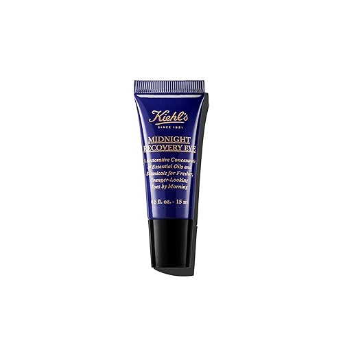 Kiehl's Crema de ojos Midnight Recovery para ojeras e hinchazón ocular, tratamiento de ojos nocturnos, suaviza debajo de los ojos, con extracto de