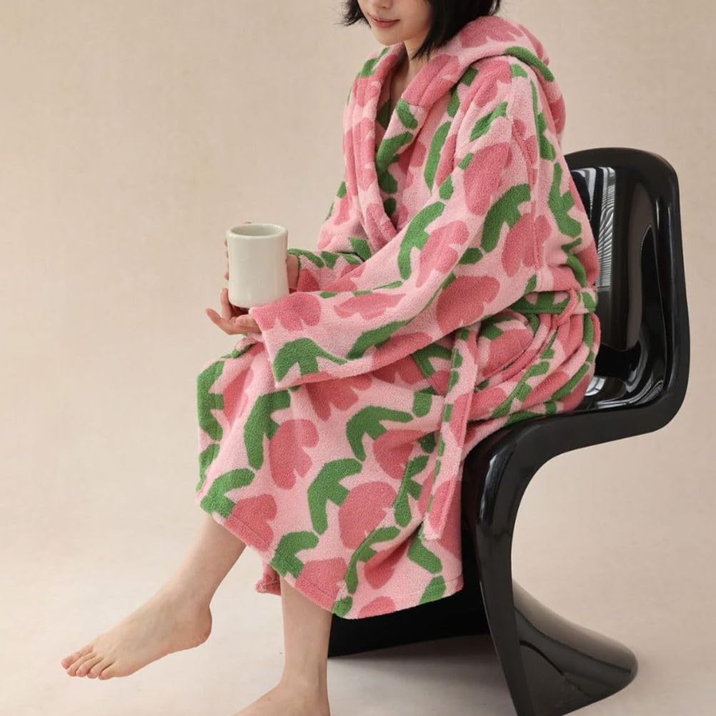 Damski szlafrok frotte, bawełniany szlafrok z kapturem, chłonny, gruby, długi szlafrok do spa, zimowy szlafrok pluszowy,A,One Size