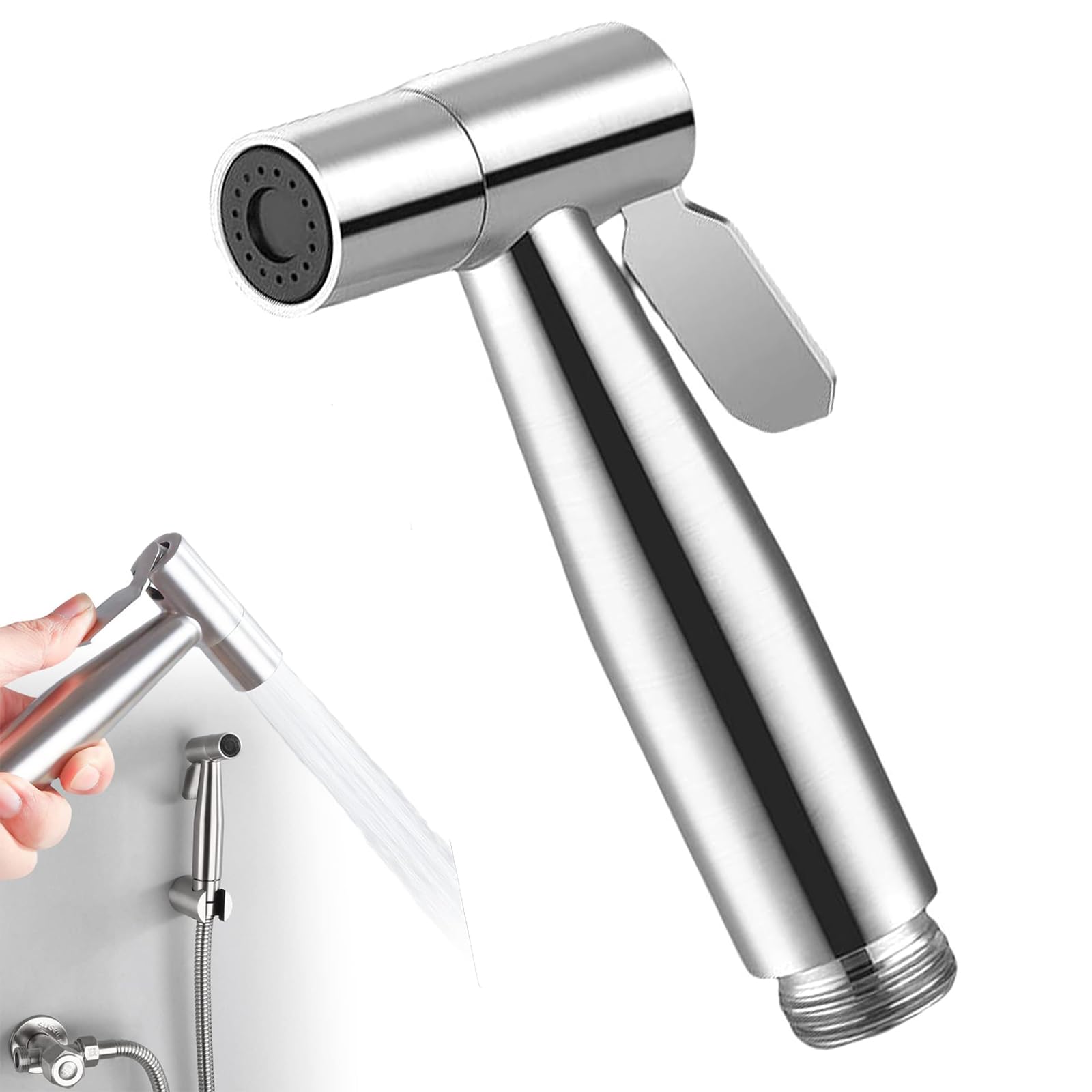 Hand Held Bidet Sprayer, Stainless Steel Portable Bidet Sprayer, Bidet Attachment for Toilet, for Bathroom Personal Hygiene Cloth Diaper Cleaning