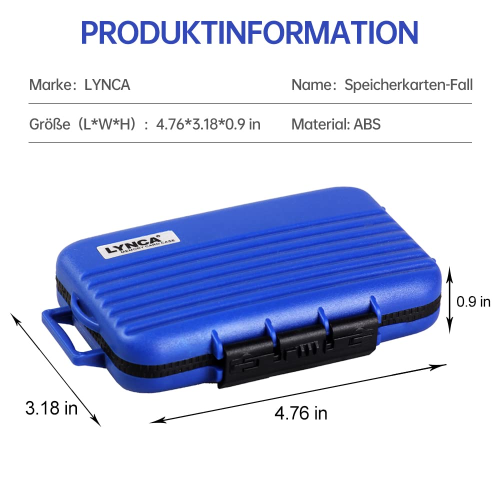 LYNCA Custodia per schede di memoria, custodia per schede SD, impermeabile, anti-shock, impermeabile, per 8 schede SD, 4 schede CF, 12 schede Micro SD/TF (blu)
