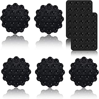 7pcs Silicone Suction Cup Phone Holders, Multipurpose Suction Phone Case Adhesive Suction Cup Phone Adhesive Mount, Phone Suction Mount Mobile Phone Suction Bracket (Black)