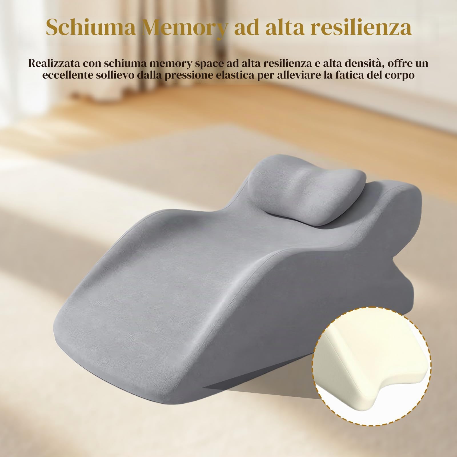 Cuscino venoso per gambe rialzate, cuscino a cuneo per dormire, cuscino gambe in memory foam, cuscino ergonomico comfort per ginocchia, gambe, caviglie, divano, letto (grigio)