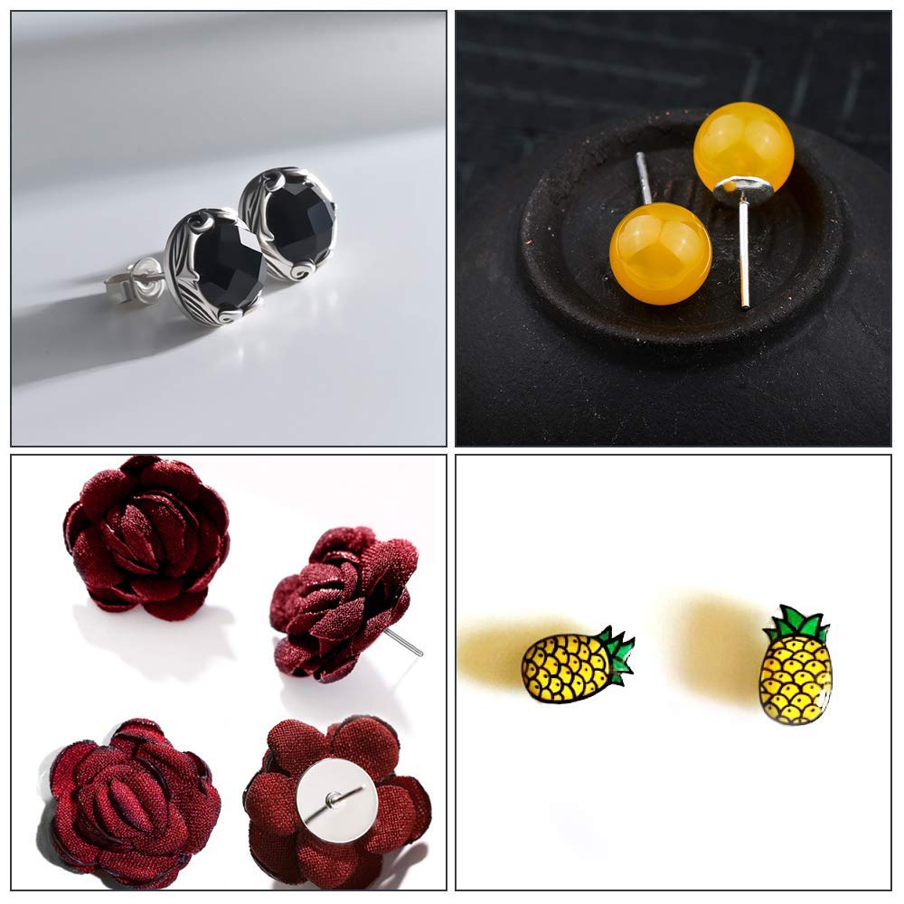 600 Paia/1200 Pezzi, Orecchini Grezzi In Acciaio Inox, Set Da 4/6/8 Mm, Piatti, Rotondi, In Metallo, Con Chiusura A Orecchino, Per La Creazione Di Gioielli Fai Da Te - Foto 6