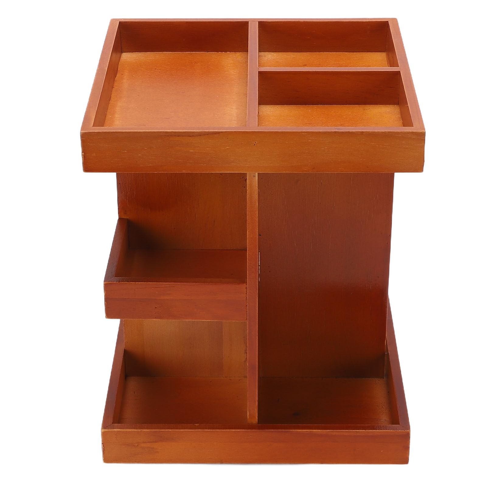 Organizer per trucchi ruotante a 360° in legno con scomparti multipli, portaoggetti da scrivania, espositore per cosmetici, espositore per cosmetici, portaoggetti