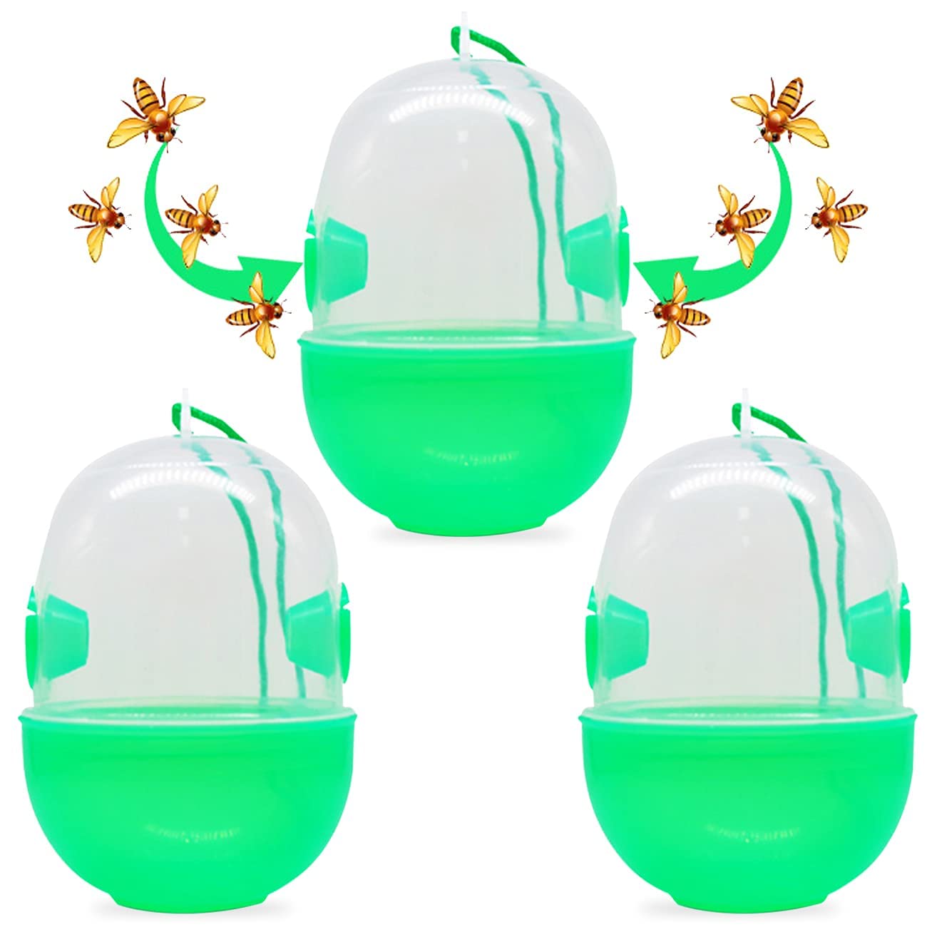 KASTWAVE Wasp Trap, Wasp Catcher, Bee Trap, Yellow Jacket Traps, Fruit Fly Trap, Hornet Trap, Indoor, Outdoor, Hourglass-shaped for Removal Fruit fly, Insect, Hornet and Wood Bee (3PCS)