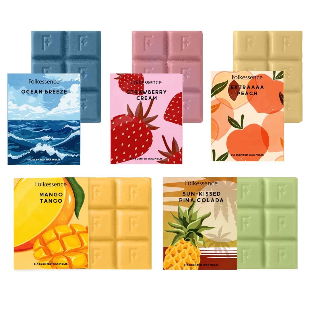 Folkulture Wax Melts or Wax Cubes | Set of 5, 30 pc Long Lasting with 5 Fragrances | Candle Warmer Wax Melts | 100% Natural Soy and Palm Scented Wax