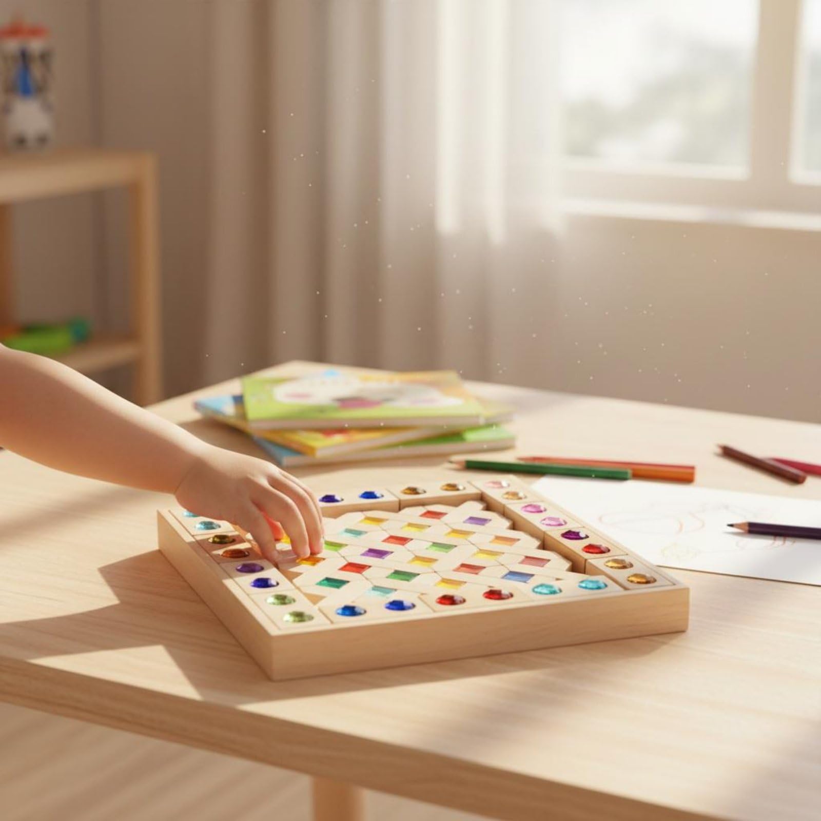 54 Stück lichtdurchlässige Bauklötze pädagogisch wertvoll Regenbogen Bausteine Set Farb- und Formerkennung Educational Edelsteinblöcke, Acrylstein Klar