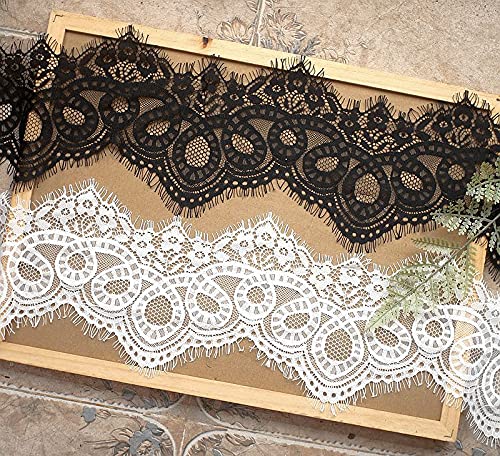 dekoracja koronkowa, Taśma wykończeniowa z koronki nylonowej, wielokolorowa, 6 metrów, 14 cm(Black)