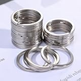 10 Pcs Fashion Silver Color Polished Stainless Steel Keyring DIY Simple Practical Keychain Accessories