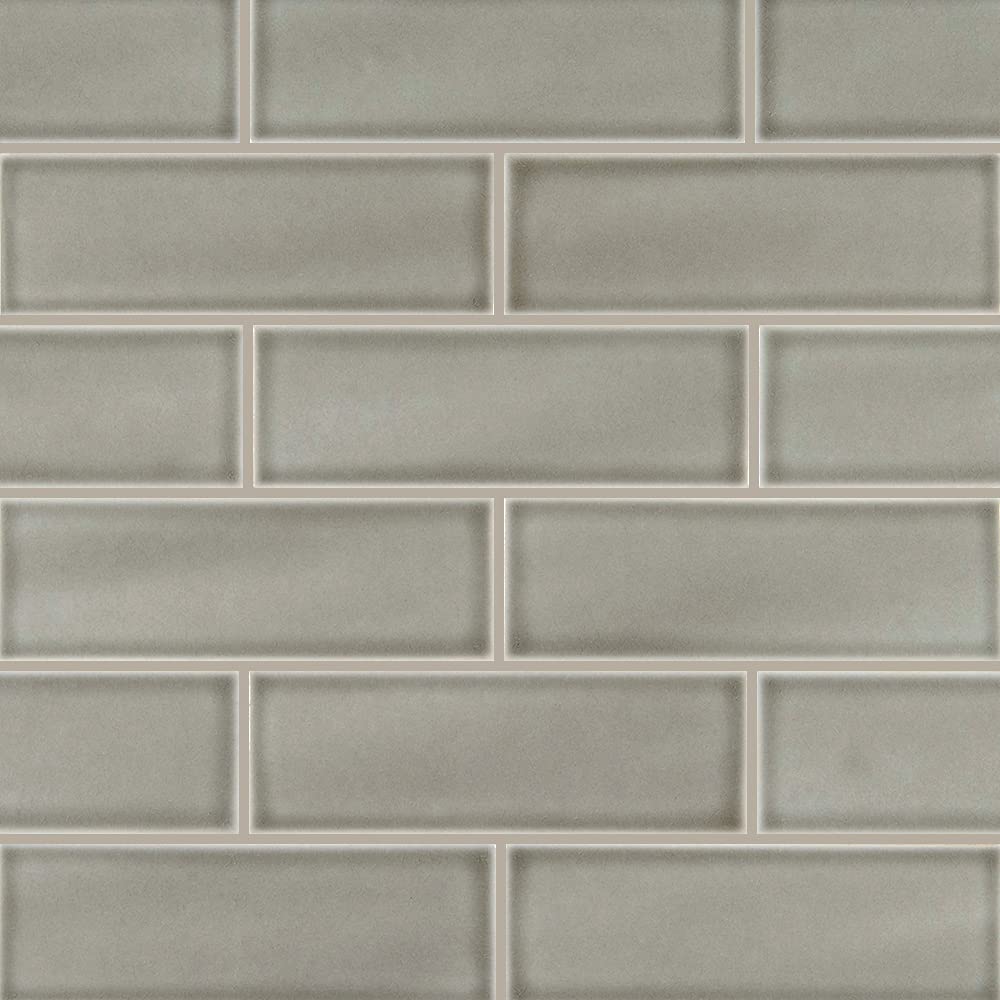 msi dove gray 4 inch x 12 inch handcrafted glazed ceramic subway tile for kitchen backsplash, wall tile for bathroom, shower wall tile, 4x12 inch mosaic tile,gray-light