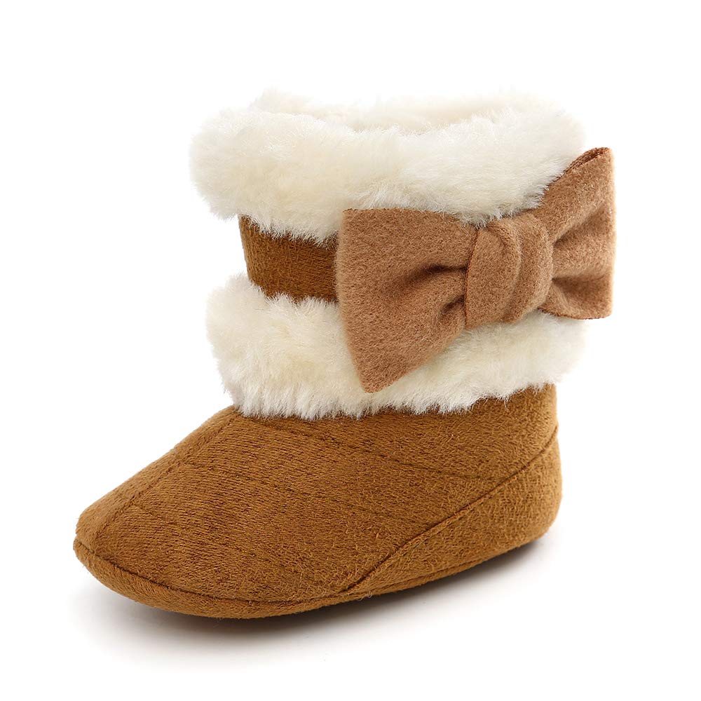 ESTAMICO Baby Girl Plush Winter Snow Bowknot Boots