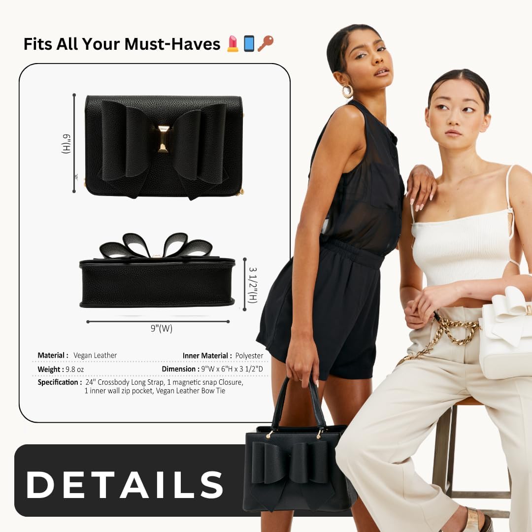 Like Dreams Mini Bow Purses for Women | Vegan Leather Cute Bow Purse | Elegant Crossbody Small Handbags for Women - Image 2