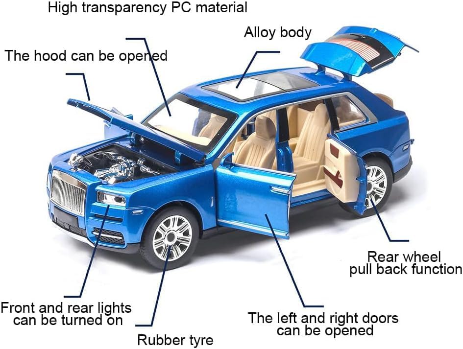 Image of VARIYA ENTERPRISE Exclusive Alloy Metal Pull Back Die-Cast Car Diecast Metal Pullback Toy Car with Openable 6 Doors,Light Music Boys Gifts Toys (1:24 Rolls-Royce Cullinan-Multicolor)