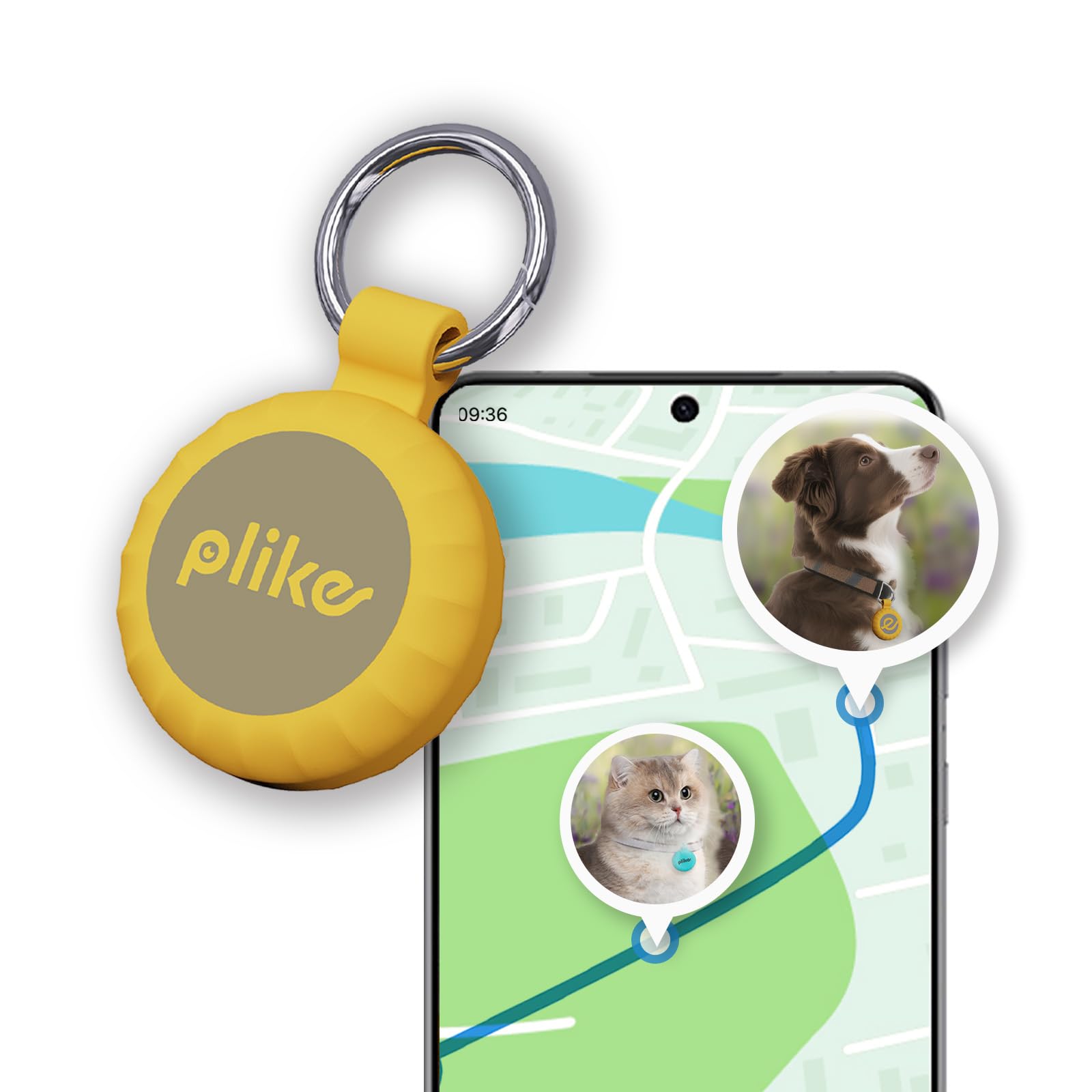 Plike Tracker for Dogs & Cats, Mini GPS Pet Tracker with Silicone Cover, with Apple Find My App (iOS Only), Real-time Positioning and Smart Alarm Pet Tracker, No Monthly Fee and Subscription