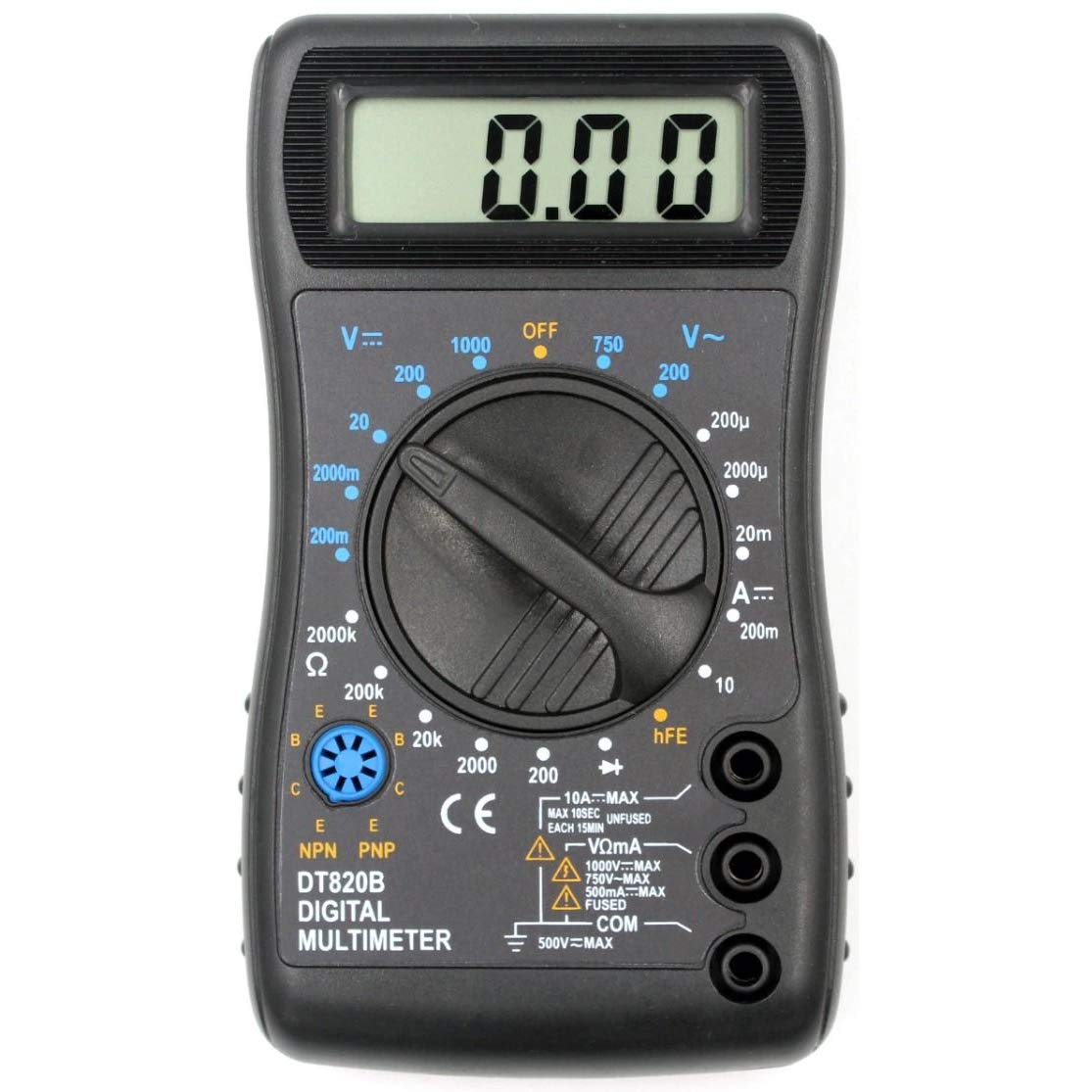 Digital Multimeter with Test Leads, 1999 Count, Measures Voltage, Current, Resistance, Diode Test