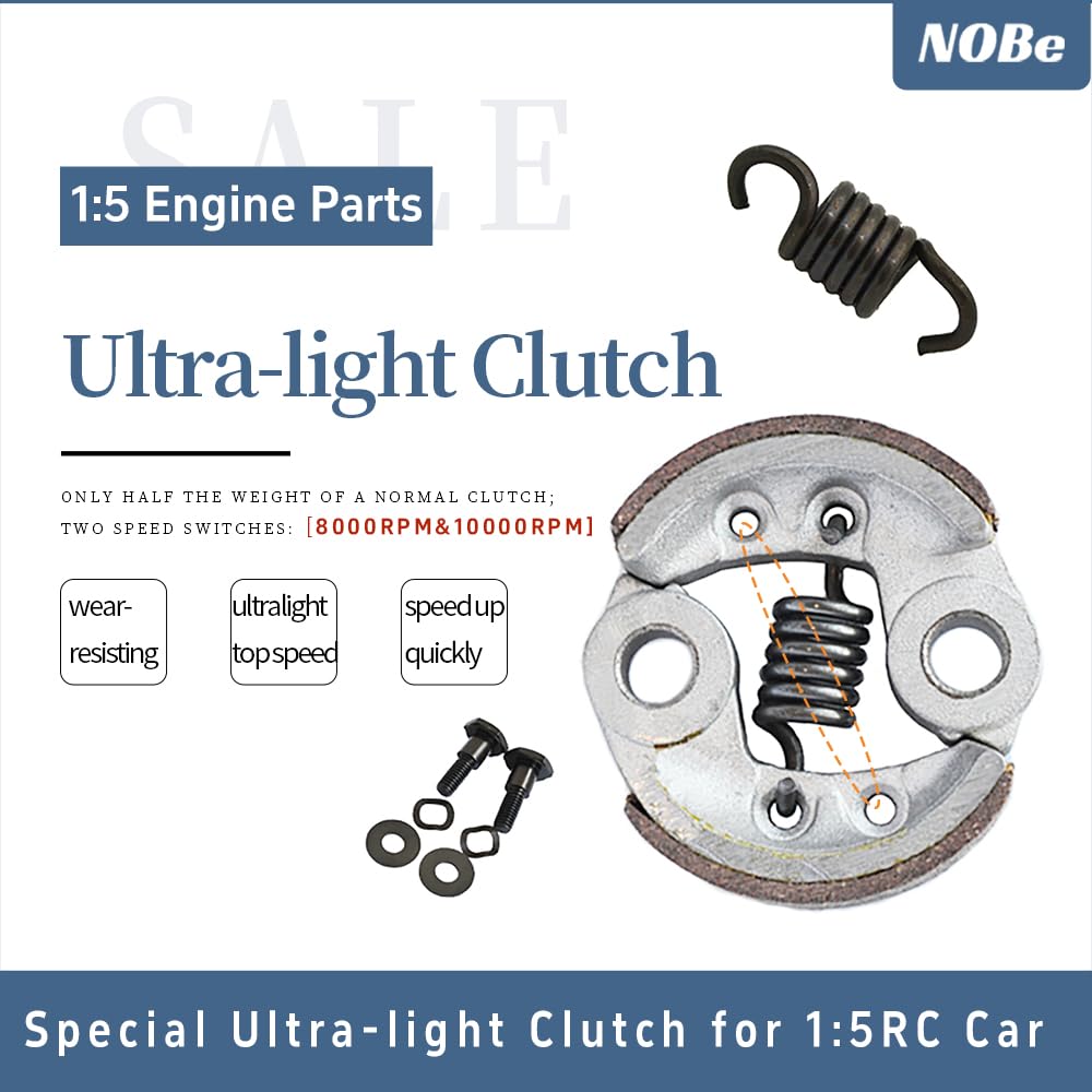 10000RPM Ultra-Light high-Speed Clutch Set for 1/5 Scal RC Cars HPI Baja Losi Redcat Compatible with Zenoah Chongyang RV KM RCMK FLMLF Engines.