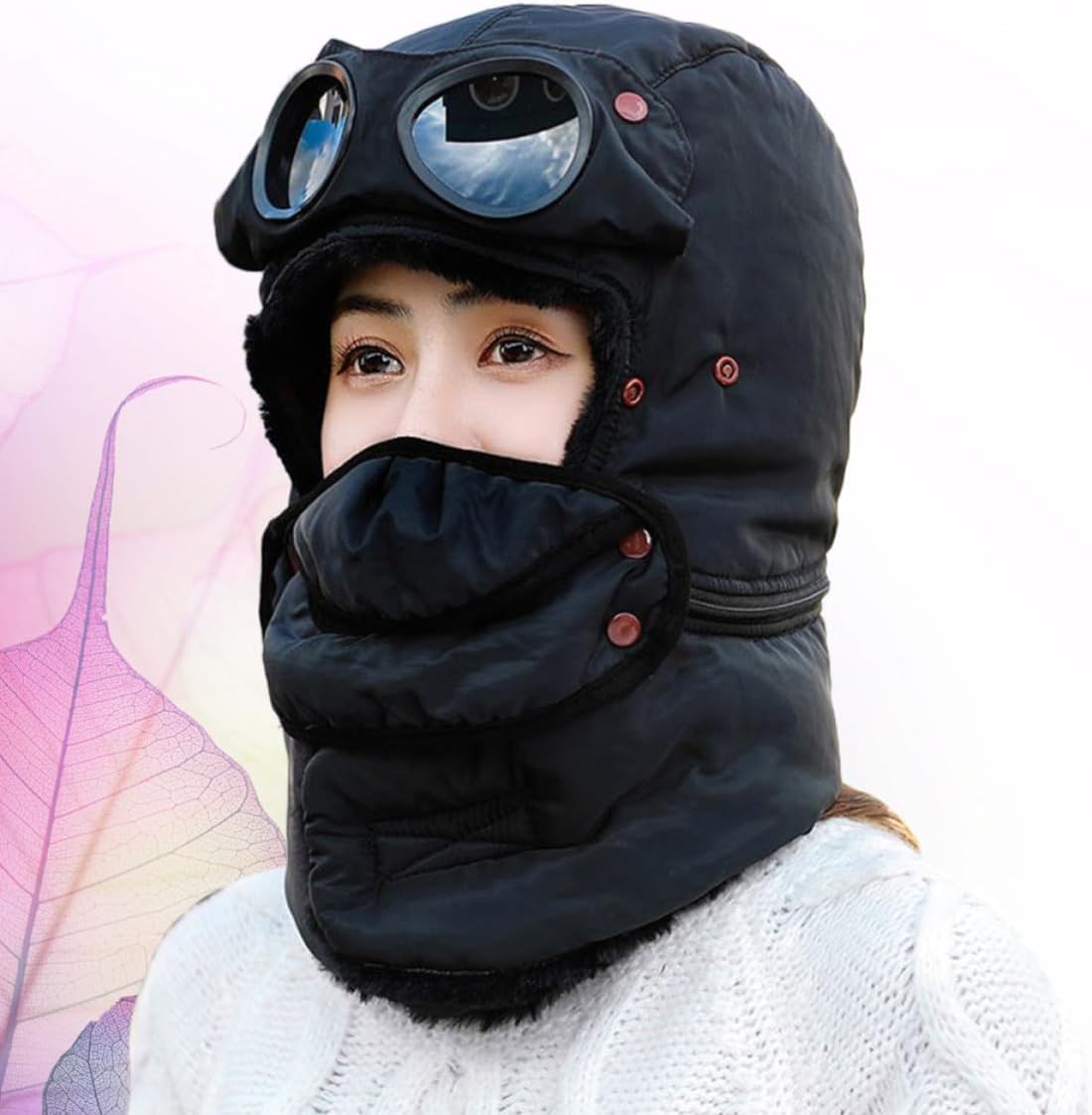 Windproof Winter Skiing Cycling Cap Ear Cover Black Cotton