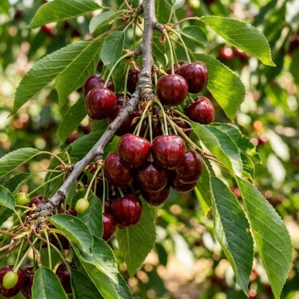 Cherry Live Tree Plant, 3-4 Feet Tall in 3 Gallon Pot, Cherry Trees Live Plants, Sweet Fruit Tree, Cold Hardy for Outdoor Gardening, No Ship to CA (Dark Red)