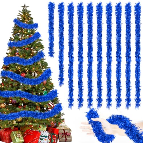 20M/Pack of 10 Lametta Weihnachtsbaum, Lametta Blau Girlande...