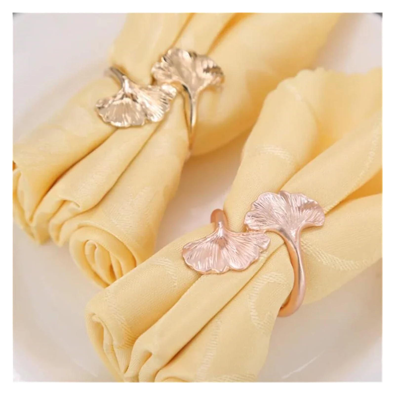 napkin rings Gold/Sliver Leaf Napkin Rings Fall Metal Holder for Christmas Thanksgiving Festival Wedding Dinnig Table Decoration(Rose gold)