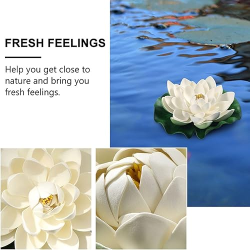 Miniatura 4 de Home Craft - Flor de loto flotante artificial, imitación de lirio de agua, decoración de estanque flotante para estanques, acuarios, decoración de