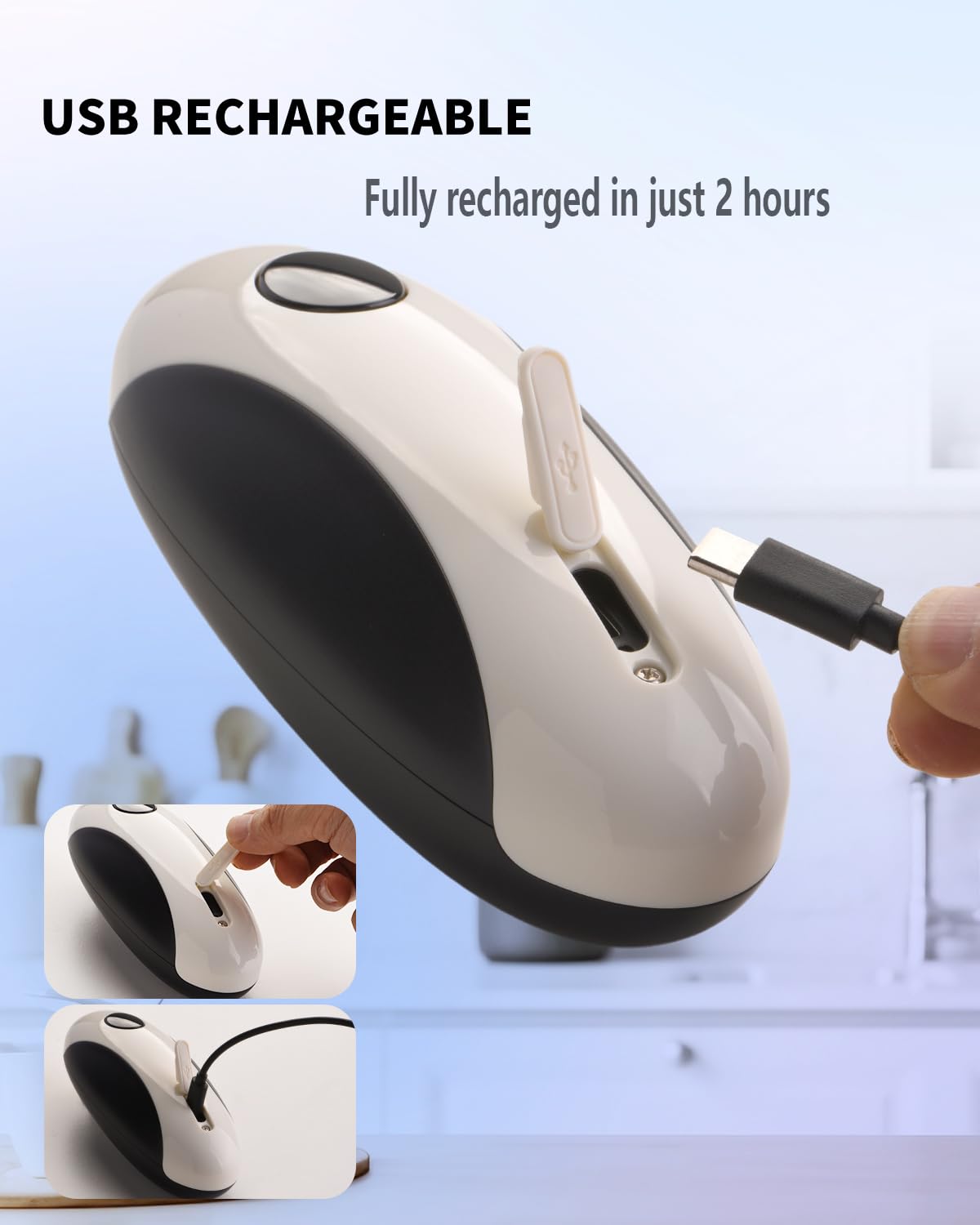 CIRCLE JOY Rechargeable Electric Can Opener for Seniors with Smooth Edge, Food-Safe, Handsfree Automatic Opener for Almost Any Can Sizes, Kitchen Gadgets for Home