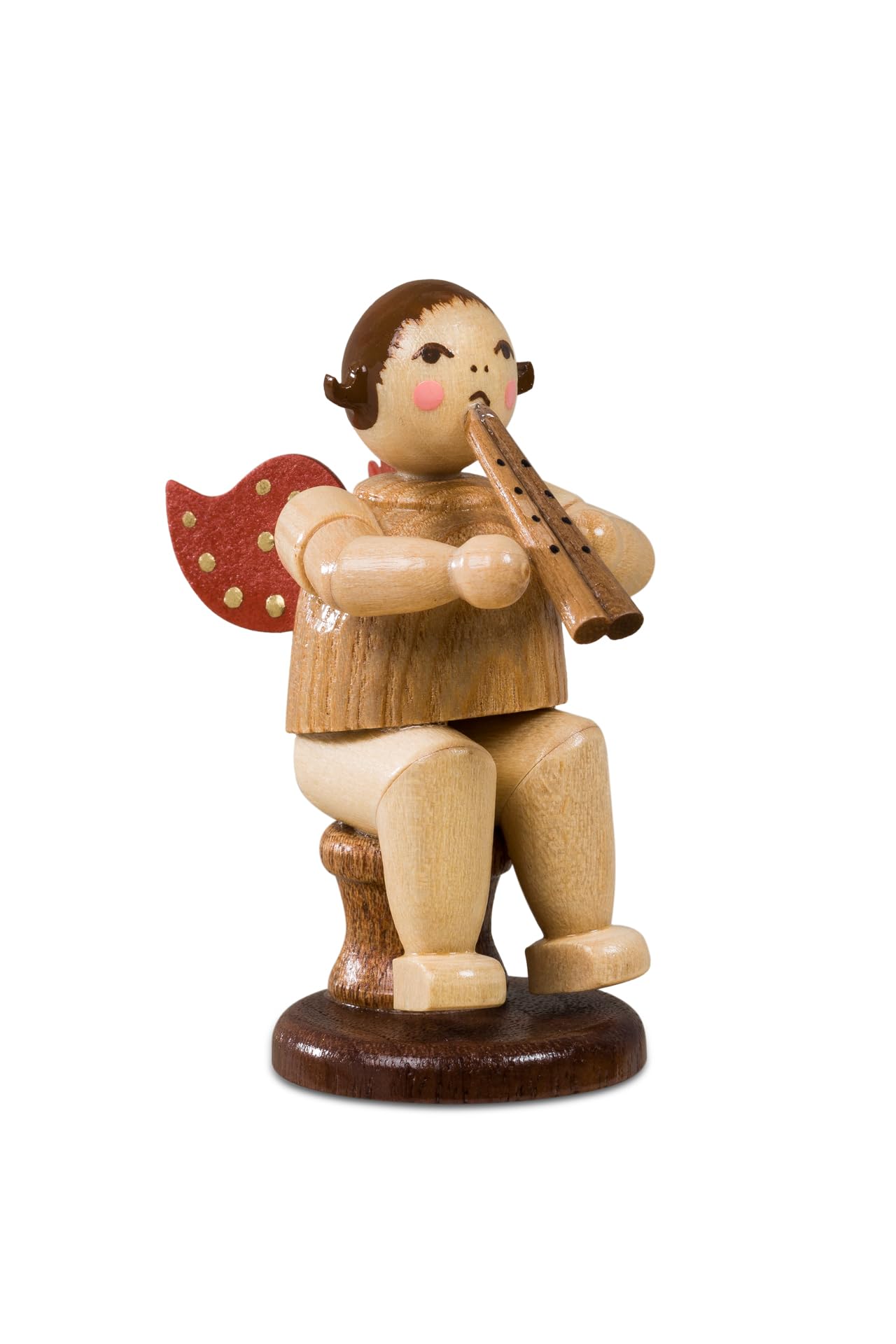 Ange de Noël assis double flûte Rudolphs Schatzkiste pour décoration de table