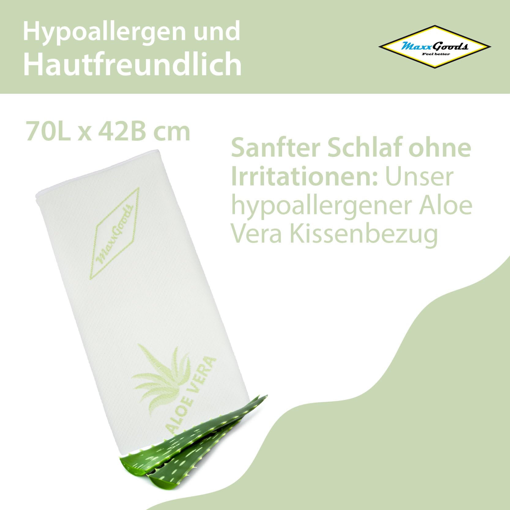 2x Aloë Vera Kussensloop 42x70 cm voor Neksteunkussen - Hypoallergeen